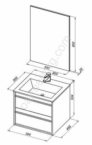 Lino 60 белая матовая тумба для ванной комнаты c раковиной-столешницей Электра 60 Aquanet