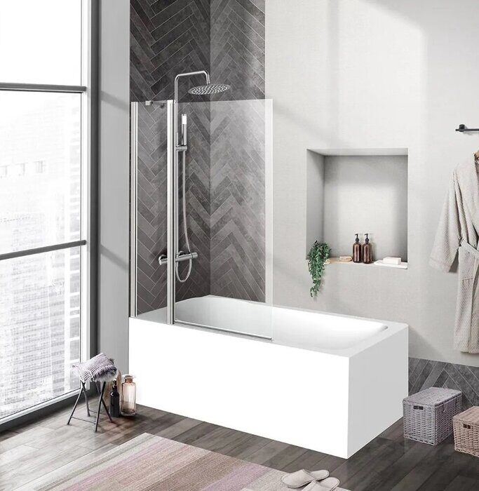 BelBagno UNO-V-11-90/150-C-Cr шторка на ванну 90х150 см распашная, стекло прозрачное, профиль хром