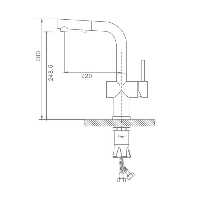 Raglo R86.49.09 смеситель для кухни с выдвижным изливом, графит