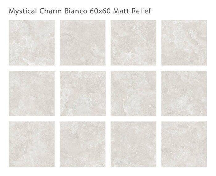 Mystical Charm Bianco Relief Matt Staro керамогранит серый матовый 60х60 см