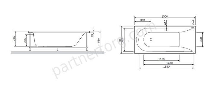 Spirit V2.0 AM.PM каркас для ванны 150х70 см