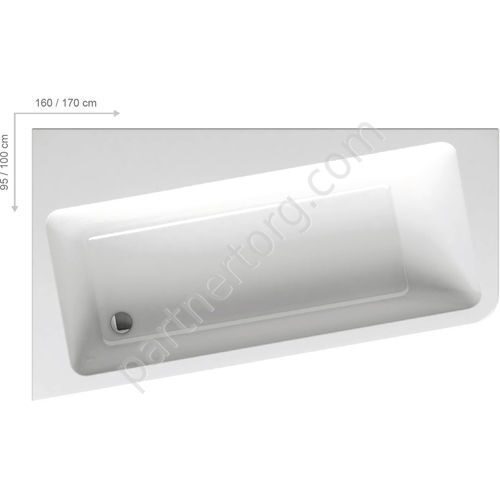 10° Ravak ванна акриловая асимметричная 170х100 см