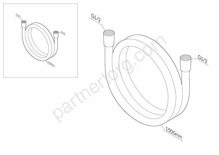 Душевой шланг 1500мм ПВХ монолитный, белый AM.PM F0415100