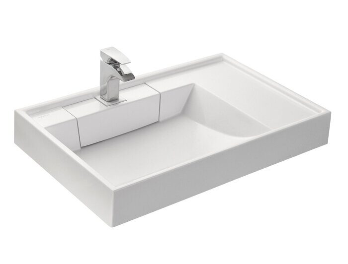 Рейн 80 раковина из литого мрамора для монтажа над стиральной машиной 80х50см Aquaton