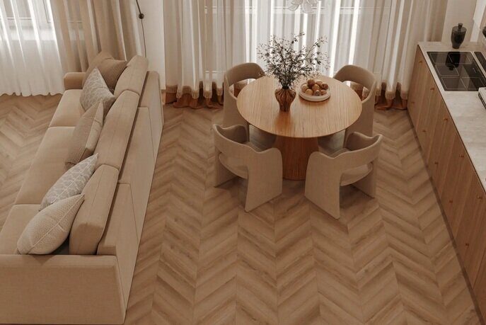 Unico 1011-5 замковый кварц-виниловый SPC ламинат Art Chevron Alpine Floor