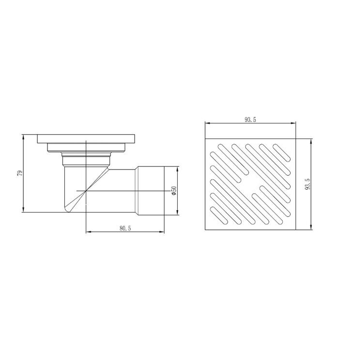 R606.10.03 Трап Raglo для душа 10х10см, сатин золотой