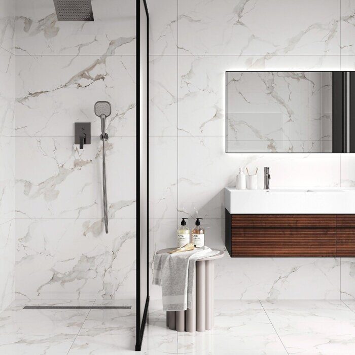 Calacatta Pleasant белый полированный керамогранит 60х60см Ceradim