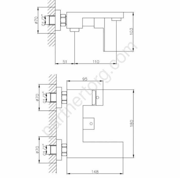 HB60803-7 Haiba смеситель для ванны черный