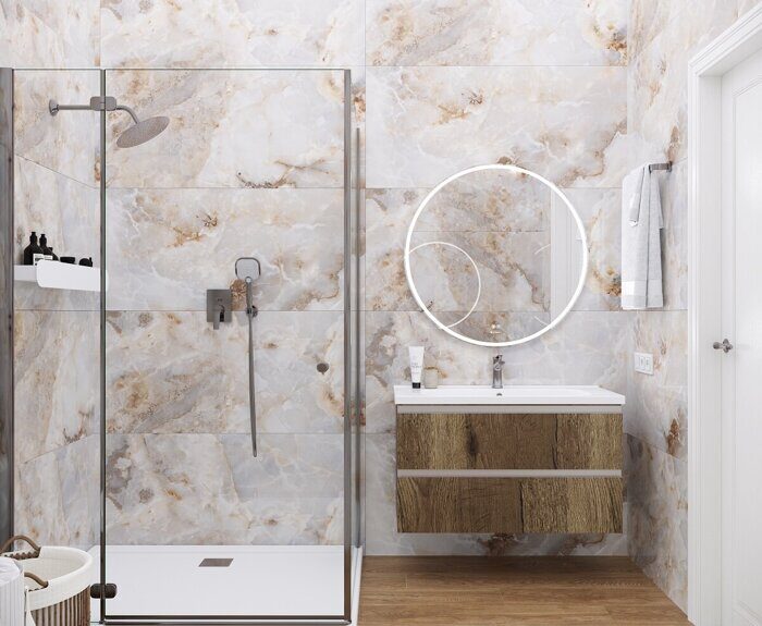 Onyx Magic Brown серо-коричневый полированный керамогранит 120х60см Ceradim