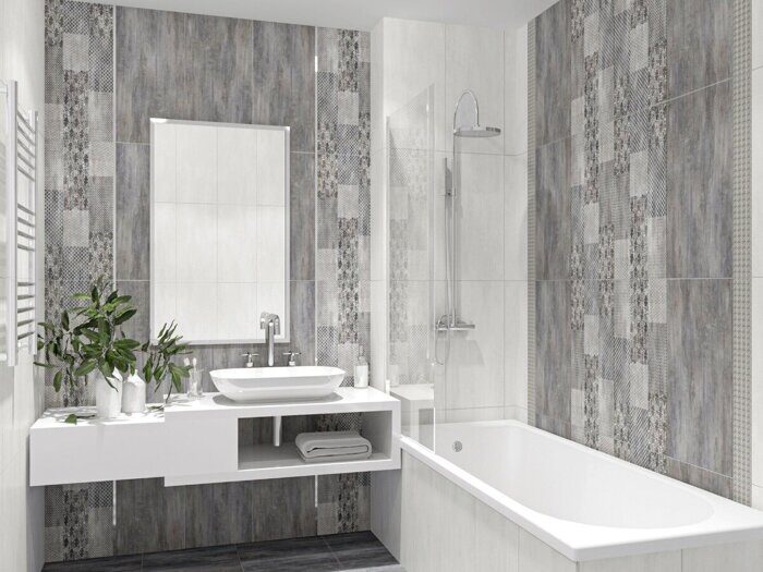 Pandora Grey Ornament настенная плитка серая матовая декофон 31х63см Azori