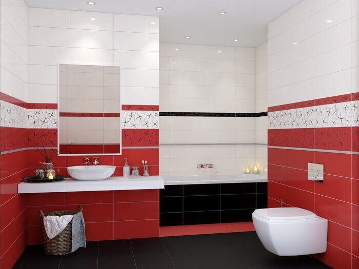 Vela Carmin настенная плитка красная глянцевая 20х50см Azori