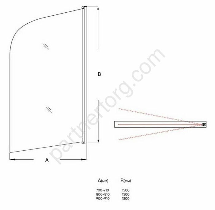 Veconi PL-80 шторка на ванну маятниковая 70х150 см