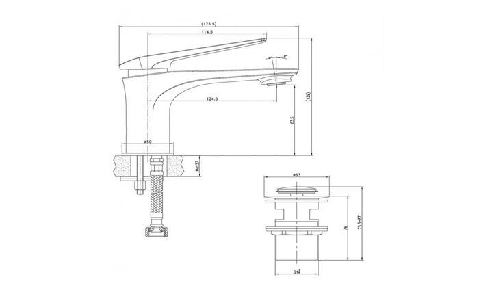 Allegro LM5906CW смеситель для раковины с донным клапаном, хром Lemark