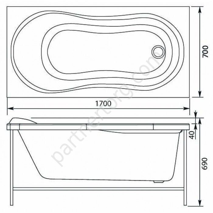 Nord ванна акриловая Aquanet 170х70см