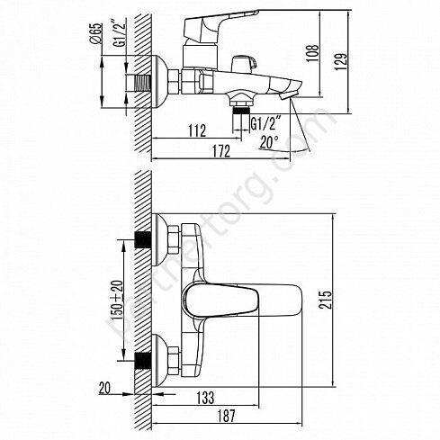 Zodiac Iddis cмеситель для ванны c керамическим дивертором ZODSB02i02WA