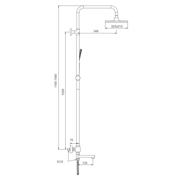 S224.26.09 Splenka Душевая система с термостатом, графит