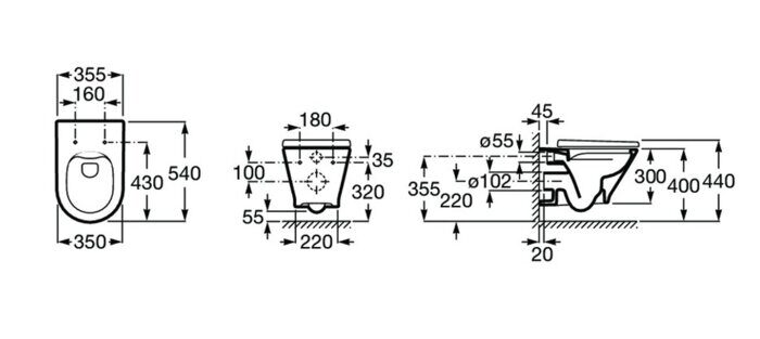 Комплект инсталляции Roca ПЭК с унитазом The Gap Round Pack и крышкой с микролифтом 893105000