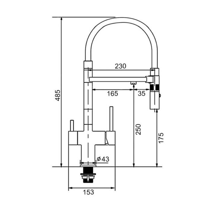 Gappo G4397-80 смеситель для кухни с гибким изливом хром/черный
