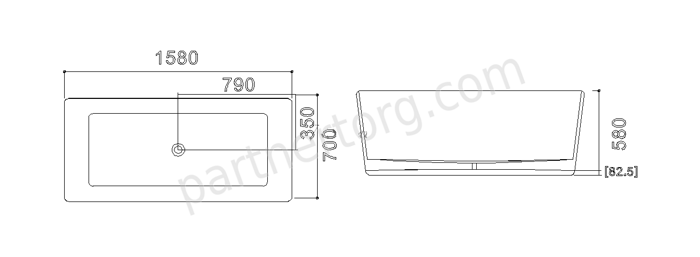 NSB-15700M ванна искусственный камень, размер 158x70 см
