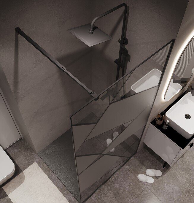 Niagara Nova NG-680-90Black душевая перегородка 90х200см, профиль черный, стекло прозрачное с рисунком