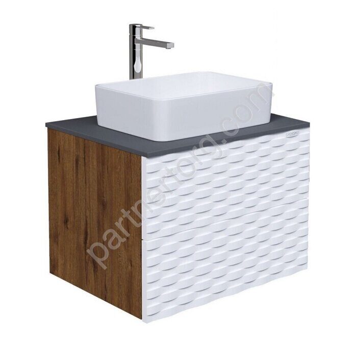 Альба 65 белая, Дуб веллингтон тумба в ванную комнату Grossman