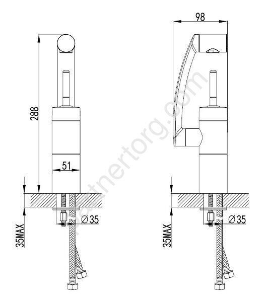 Arc Damixa смеситель для кухни или раковины с поворотным изливом 186 мм, чёрный/хром