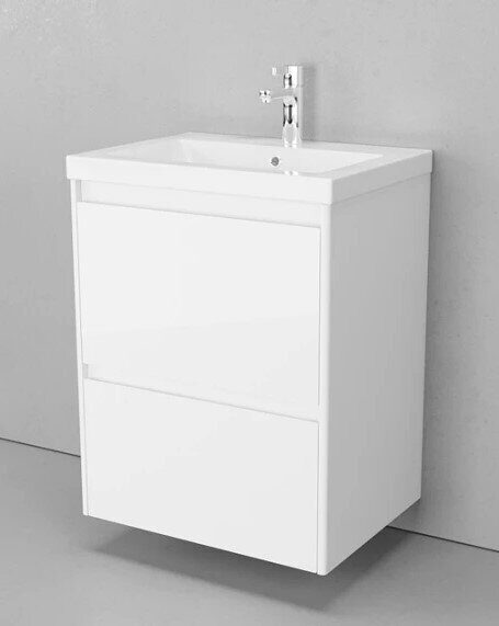 Klaufs 60.2Y Velvex подвесная тумба белая для ванной комнаты с раковиной Como 60