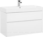 Бруклин 100 тумба белая для ванной комнаты с раковиной-столешницей 100 cm (SLIM SYNERGY) Sanovit Aquanet