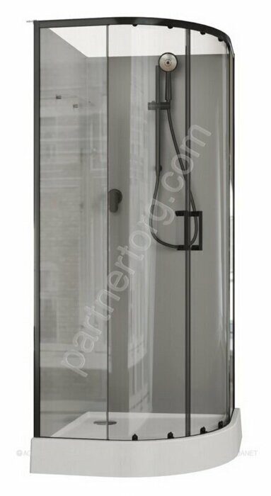 Passion EVO R black душевая кабина 90х90см прозрачное стекло, набор 2 Aquanet