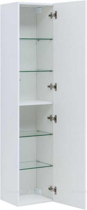 Терра 35 шкаф-пенал белый матовый для ванной комнаты Aquanet