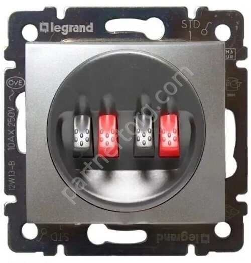 Legrand Valena Classic розетка для колонок двойная, с лицевой панелью, цвет алюминий