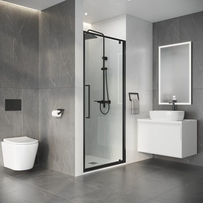 Niagara Nova NG-35-9AGR дверь в нишу распашная 90х195см, профиль графит