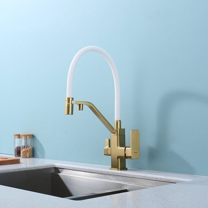 Raglo R85.62.03 смеситель для кухни с подключением к фильтру питьевой воды, сатин золотой