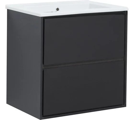 Милан 65 тумба черный глянец для ванной комнаты с раковиной-столешницей Оскар 65 Aquanet