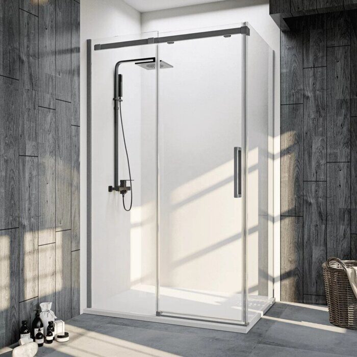 Veconi KP06GR-100-01-C4 боковая панель 100х195 см, профиль брашированный графит, стекло прозрачное