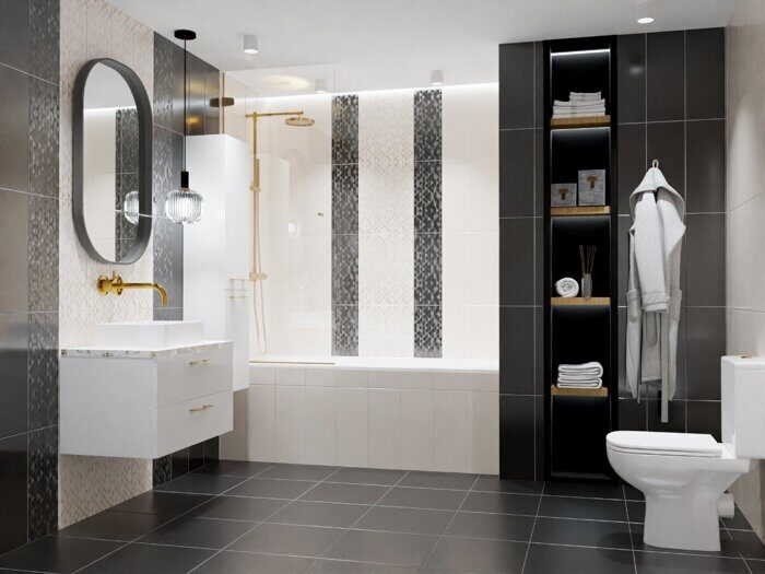 Vela Nero Confetti декор черный глянцевый 20х50см Azori