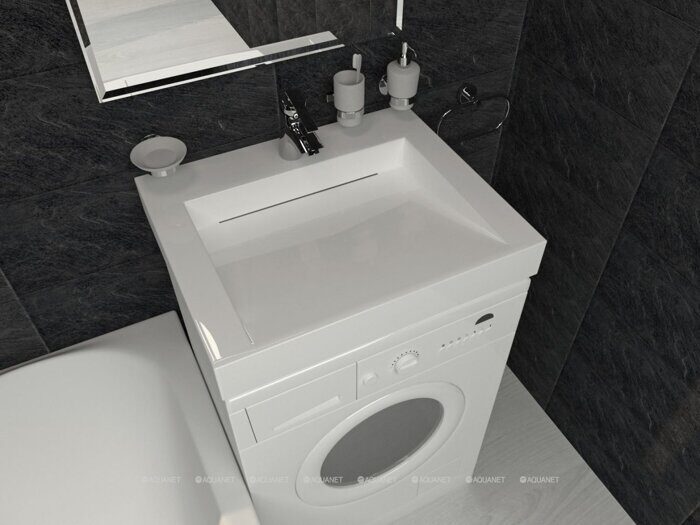 Блюз 50 раковина из литьевого мрамора для монтажа над стиральной машиной Aquanet