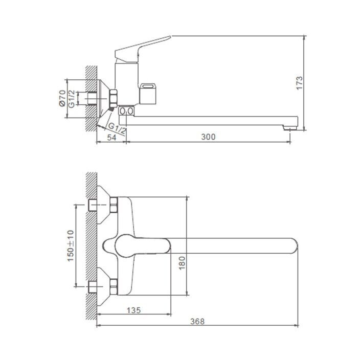 S07.22 Splenka Смеситель для ванны с душем, хром