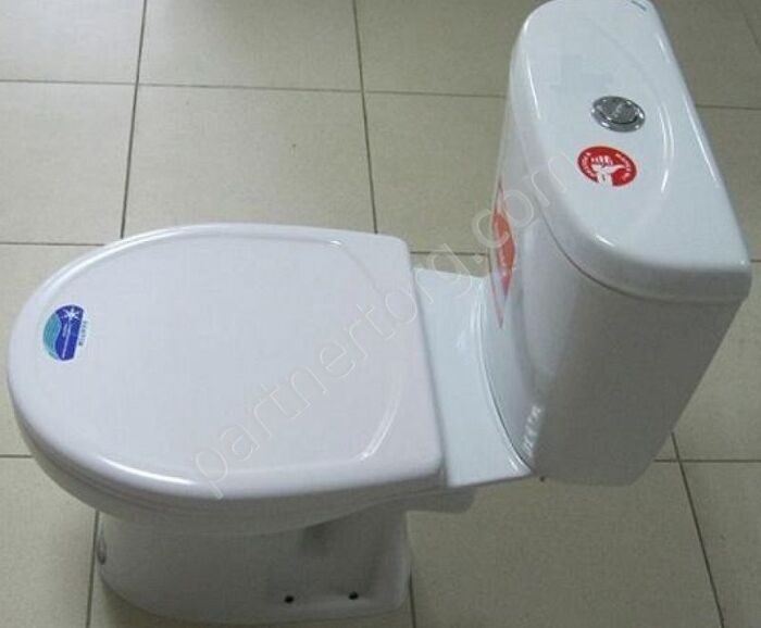 Анимо выпуск горизонтальный напольный унитаз компакт белый Santek с сидением