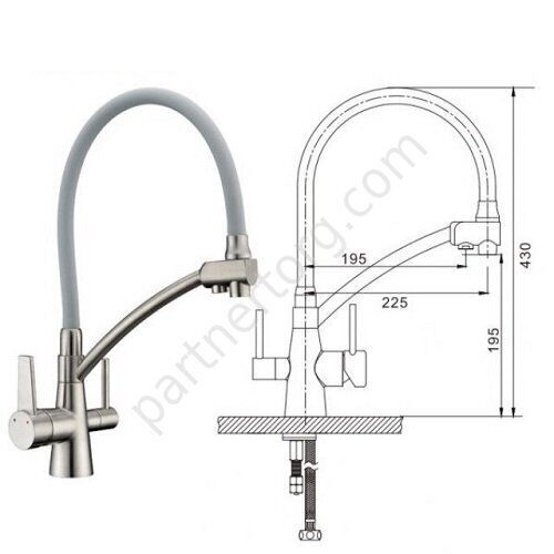 Gappo G4398 смеситель для кухни с фильтром,  с гибким изливом сатин/серый