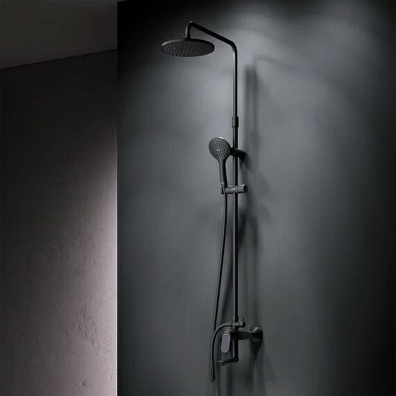 Душевая система стойка с тропическим душем, смесителем, изливом чёрный, F0785C922 Sunny AM.PM