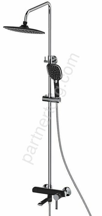 HB24805-7 душевая система с верхним душем, смесителем и ручной лейкой, черный хром Haiba