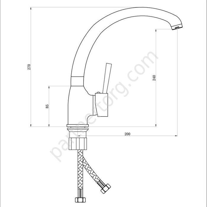 Д 22 смеситель для умывальника с высоким изливом, одноручный Славен