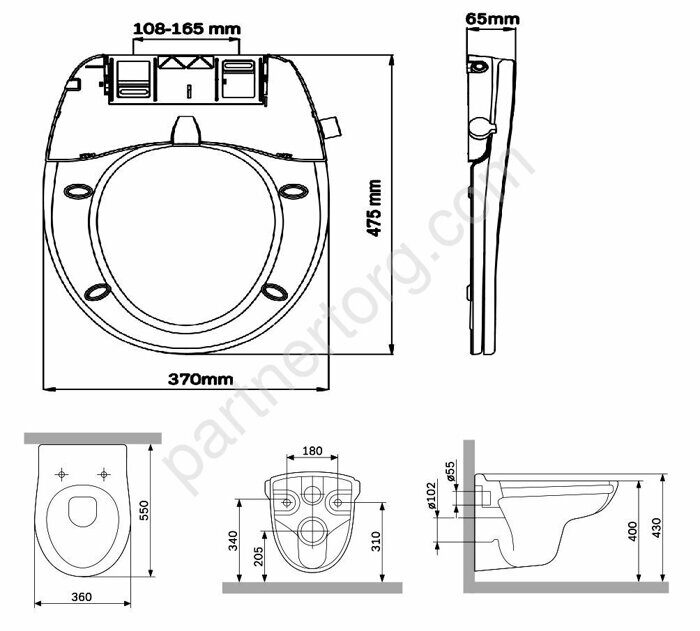 CCM741700 Sense подвесной унитаз, безободковый, с механической крышкой-биде Clean Care без смесителя