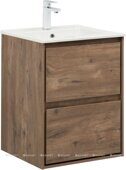 Милан 50 тумба дуб рустикальный для ванной комнаты с накладной керамической раковиной Flash 505*465*195 Aquanet