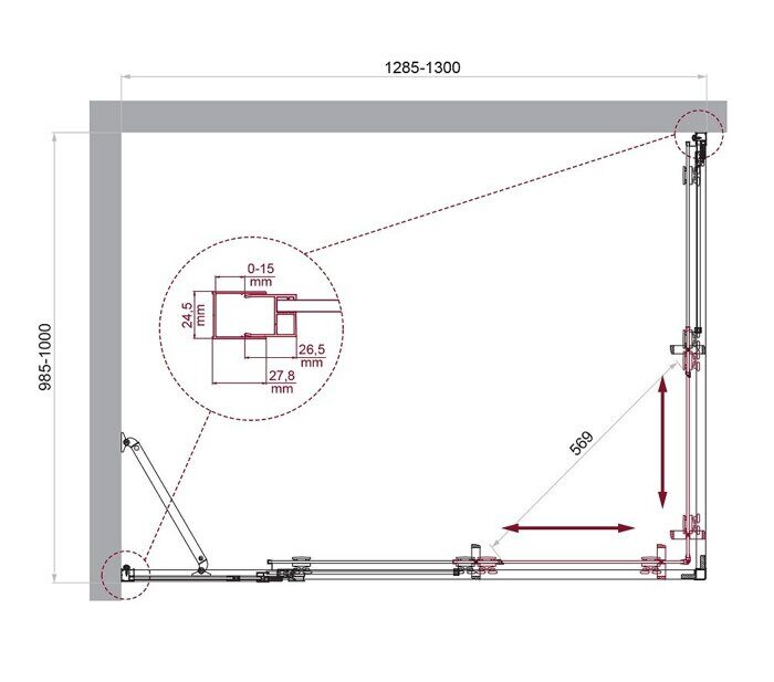 BelBagno LUCE-AH-21-130/100-C-Cr душевой уголок 130х100х195 см, дверь раздвижная, стекло прозрачное, профиль хром