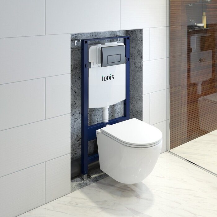 Iddis BASBQ02i73 комплект инсталляция Profix клавиша черная матовая с подвесным унитазом Blanco Q с сидением