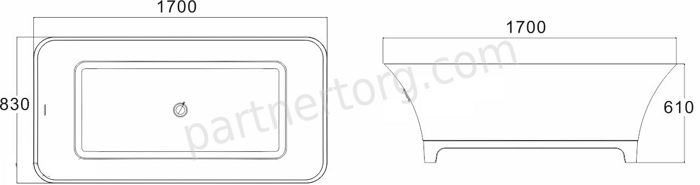 NSB-1780M ванна искусственный камень, размер 170x80 см