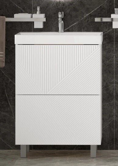Edge 600-0-2 Velvex напольная тумба белая для ванной комнаты с керамической раковиной  9696-60