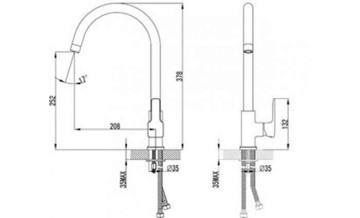 Basis LM3605C, смеситель для кухни с высоким поворотным изливом, хром Lemark